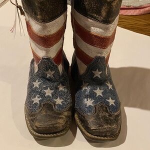 Roper Kids Boots with Red, White, and Blue Design size 2 NWT
